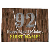 Grand Sac Cadeau 92e anniversaire : Pays inspiré par l'Ouest Look,  (Dos)