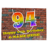 Grand Sac Cadeau 94e anniversaire : Amusant, Arc-en-ciel inspiré pa (Dos)