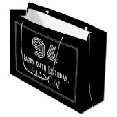 Grand Sac Cadeau 94e anniversaire — Art Déco Inspiré Look "94" & No (Devant Angle)