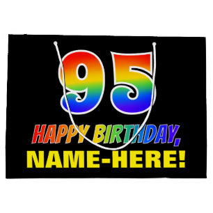 Grand Sac Cadeau 95e anniversaire : Bold, amusant, simple, arc-en-c