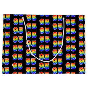 Grand Sac Cadeau 95e anniversaire : Fun Rainbow Event Numéro 95 Mot