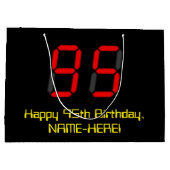 Grand Sac Cadeau 95ème anniversaire : Rouge Digital Clock Style "95 (Dos)