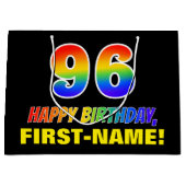 Grand Sac Cadeau 96e anniversaire : Bold, amusant, simple, arc-en-c (Devant)