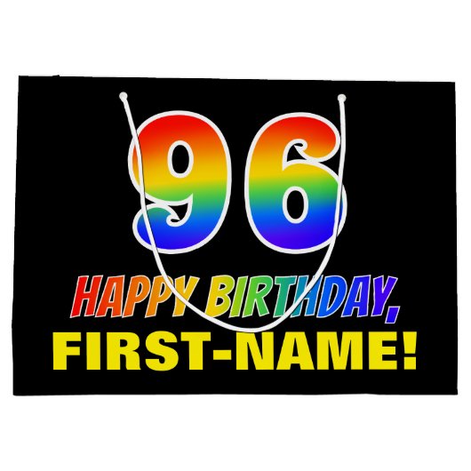 Grand Sac Cadeau 96e anniversaire : Bold, amusant, simple, arc-en-c (Dos)