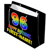 Grand Sac Cadeau 96e anniversaire : Bold, amusant, simple, arc-en-c (Devant Angle)