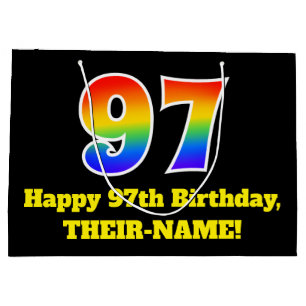 Grand Sac Cadeau 97e anniversaire ~ Amusant, coloré, Vibrant, Arc-e