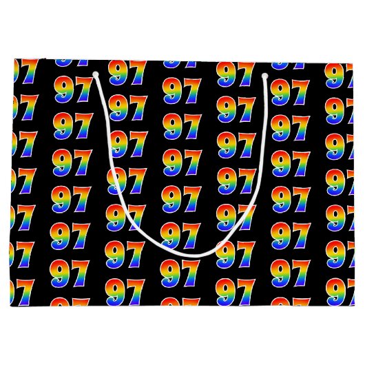 Grand Sac Cadeau 97th Birthday : Fun Rainbow Event Numéro 97 Motif (Dos)