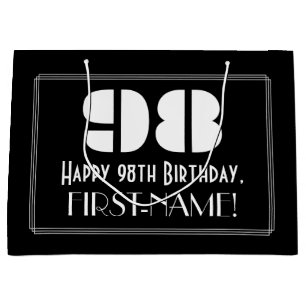 Grand Sac Cadeau 98e anniversaire ~ Art Déco Inspiré Look "98" + No