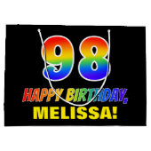 Grand Sac Cadeau 98e anniversaire : Bold, amusant, simple, arc-en-c (Dos)