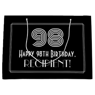 Grand Sac Cadeau 98e anniversaire — Représentation Art Déco "98