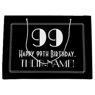 Grand Sac Cadeau 99e anniversaire : Art Déco Style inspiré "99", No