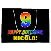 Grand Sac Cadeau 9e anniversaire : Bold, amusant, simple, arc-en-ci (Dos)