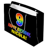 Grand Sac Cadeau 9e anniversaire : Bold, amusant, simple, arc-en-ci (Dos Angle)