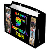 Grand Sac Cadeau 9e anniversaire : Rainbow Text, Custom Photos & Na (Dos Angle)
