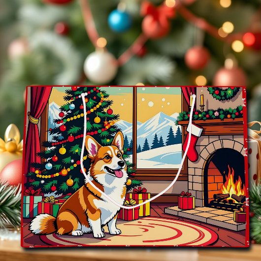 Grand Sac Cadeau A Cute Festive Corgi Christmas