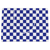 Grand Sac Cadeau à damiers bleu et blanc (Devant)