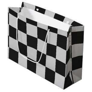 Grand Sac Cadeau À damiers Carrés noirs et blancs ou COULEUR PERS