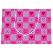 Grand Sac Cadeau À damiers coeur Lilac Hot Pink XO (Devant)