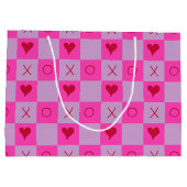 Grand Sac Cadeau À damiers coeur Lilac Hot Pink XO (Dos)