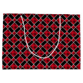 Grand Sac Cadeau À damiers moderne noir, rouge et blanc (Dos)
