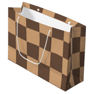 Grand Sac Cadeau À damiers vintage dans les bruns chauds