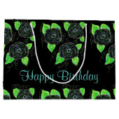 Grand sac cadeau à fleurs noires (Dos)
