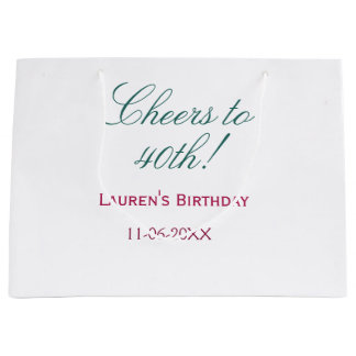 Grand Sac Cadeau À la 40e anniversaire nom date mauve bleu élégant