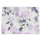 Grand sac cadeau à l'aquarelle violette Hydrangea (Devant)