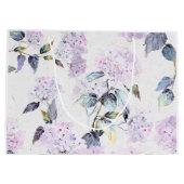 Grand sac cadeau à l'aquarelle violette Hydrangea (Dos)