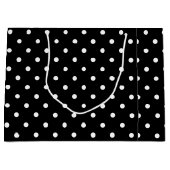 Grand Sac Cadeau À petits pois noir et blanc classique (Devant)