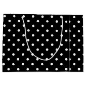 Grand Sac Cadeau À petits pois noir et blanc classique (Dos)