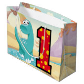 Grand Sac Cadeau Ă?re coutume de fête d'anniversaire de dinosaure (Dos Angle)