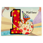 Grand Sac Cadeau Ă?re coutume de fête d'anniversaire de dinosaure (Devant)