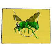 Grand Sac Cadeau Abeille de guêpe verte et citron vert (Dos)