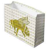 Grand Sac Cadeau Abeille d'impression typographique (Dos Angle)