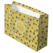 Grand Sac Cadeau Abeille jaune à la mode et fleurs (Devant Angle)