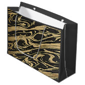Grand Sac Cadeau Abstract Fluid Art - Black Marble Effect (Devant Angle)