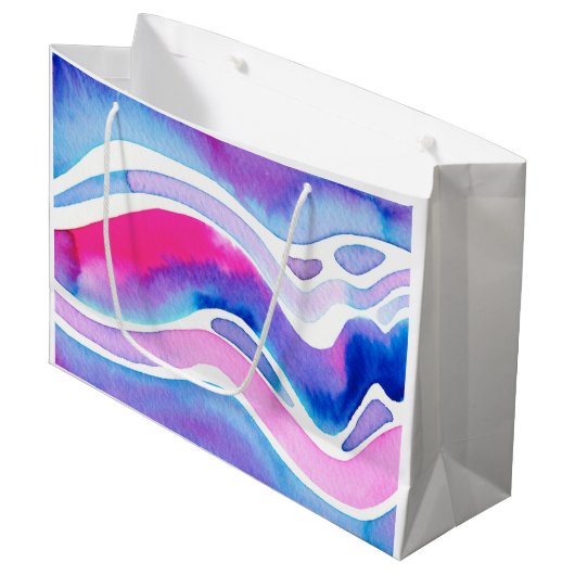 Grand Sac Cadeau Abstract Watercolor Design (Devant Angle)