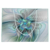 Grand Sac Cadeau Abstrait Bleu Vert Papillon Imaginaire Fractal Art (Dos)