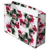 Grand sac cadeau | Abstrait Crimson et Sage Green (Dos Angle)