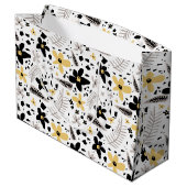 Grand Sac Cadeau Abstrait Gris jaune noir gris sans joint motif flo (Dos Angle)