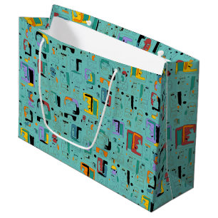 Grand Sac Cadeau Abstrait maya anciens visages motif 1