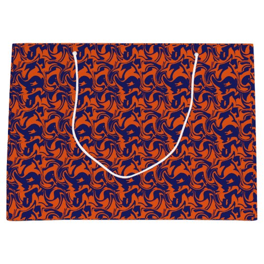 Grand Sac Cadeau Abstrait orange et bleu (Devant)