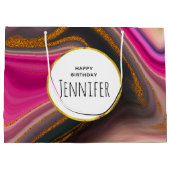 Grand Sac Cadeau Abstrait rose et noir avec des perches d'or Annive (Dos)