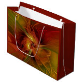 Grand Sac Cadeau Abstrait Rouge Orange Brown Vert Fractal Art Flowe (Devant Angle)