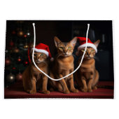 Grand Sac Cadeau Abyssinian près de la cheminée Noël (Devant)