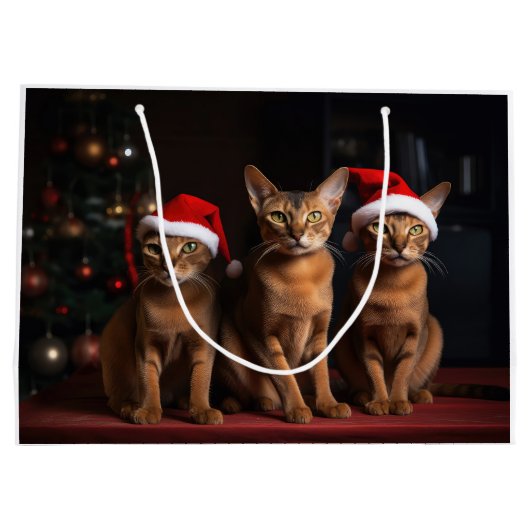 Grand Sac Cadeau Abyssinian près de la cheminée Noël (Dos)