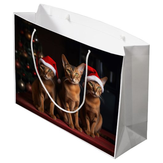 Grand Sac Cadeau Abyssinian près de la cheminée Noël (Dos Angle)