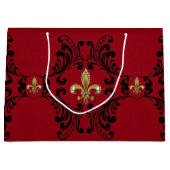 Grand Sac Cadeau Acanthe noire sur le rouge (Devant)