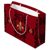 Grand Sac Cadeau Acanthe noire sur le rouge (Dos Angle)